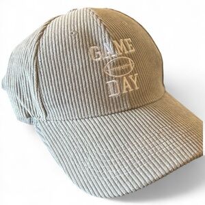 Game Day Football Cap Taupe Gray Embroidered Corduroy NWOT